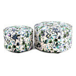 paris prix Lot de 2 Poufs Imprimé "Indira" 58cm Beige & Vert