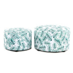 paris prix Lot de 2 Poufs Imprimé "Indira" 58cm Blanc & Vert