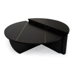 paris prix Lot de 2 Tables Basses Design "Armango" 90cm Noir Marbré