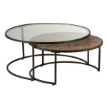 Paris Prix Lot De 2 Tables Basses Rondes "Hexagone" 91cm Noir