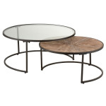 paris prix Lot de 2 Tables Basses Rondes "Hexagone" 91cm Noir