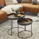 Paris Prix Lot De 2 Tables D'Appoint "Authentique" 51cm Noir