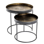 paris prix Lot de 2 Tables d'Appoint "Authentique" 51cm Noir