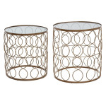 paris prix Lot de 2 Tables d'Appoint Design "Archi" 44cm Or