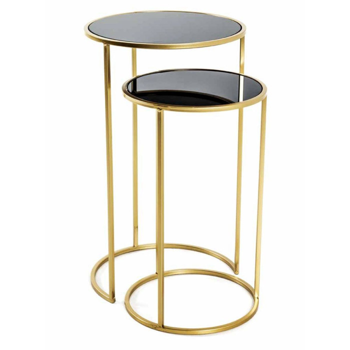 Paris Prix Lot De 2 Tables D'Appoint "Eddy" 60cm Or & Noir