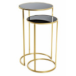paris prix Lot de 2 Tables d'Appoint "Eddy" 60cm Or & Noir