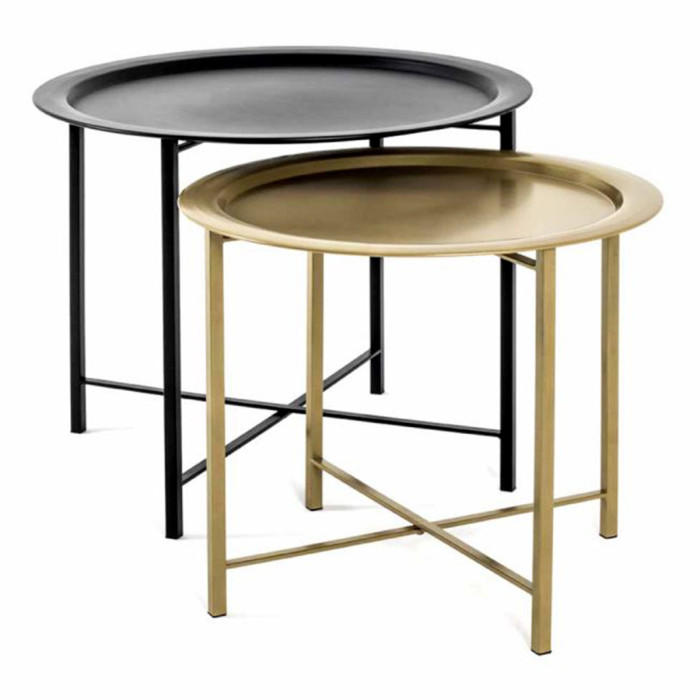 Paris Prix Lot De 2 Tables D'Appoint "Gabin" 62cm Noir & Or