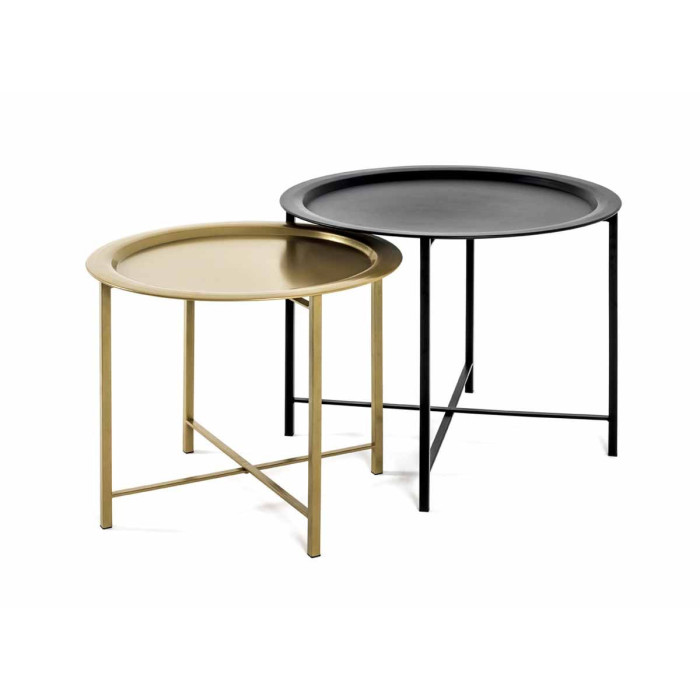 Paris Prix Lot De 2 Tables D'Appoint "Gabin" 62cm Noir & Or