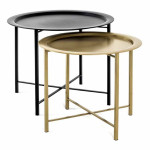 paris prix Lot de 2 Tables d'Appoint "Gabin" 62cm Noir & Or