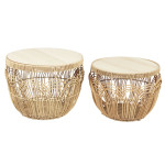 paris prix Lot de 2 Tables d'Appoint "Java" 45cm Marron