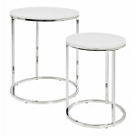 paris prix Lot de 2 Tables d'Appoint "Zélie" 40cm Blanc