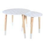 paris prix Lot de 2 Tables Enfant "Flocon" 48cm Blanc & Beige