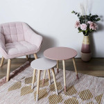 Paris Prix Lot De 2 Tables Gigognes "Bicolore" 48cm Rose