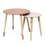 paris prix Lot de 2 Tables Gigognes "Bicolore" 48cm Rose