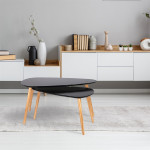 Paris Prix Lot De 2 Tables Gigognes "Forme Galet" 80cm Noir