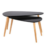 paris prix Lot de 2 Tables Gigognes "Forme Galet" 80cm Noir