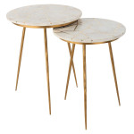 paris prix Lot de 2 Tables Gigognes "Lolita" 56cm Or & Blanc