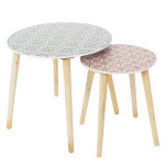 paris prix Lot de 2 Tables Gigognes "Patio" 48cm Rouge & Noir