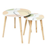 paris prix Lot de 2 Tables Gigognes "Poésie" 48cm Rose & Beige