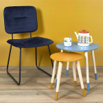 Paris Prix Lot De 2 Tables Gigognes "Relief Bicolore" 48cm Bleu & Jaune