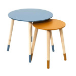 paris prix Lot de 2 Tables Gigognes "Relief Bicolore" 48cm Bleu & Jaune