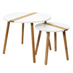 paris prix Lot de 2 Tables Gigognes "Relief Bicolore" 60cm Blanc