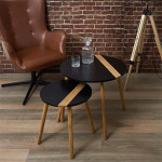 Paris Prix Lot De 2 Tables Gigognes "Relief Bicolore" 60cm Noir