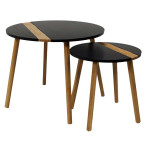 paris prix Lot de 2 Tables Gigognes "Relief Bicolore" 60cm Noir