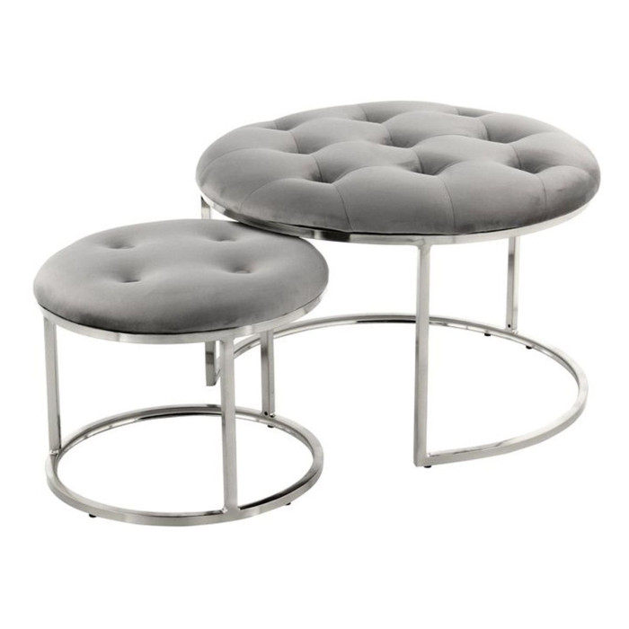 Paris Prix Lot De 2 Tabourets "Becky" 60cm Gris & Argent