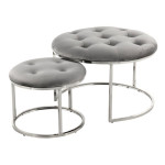 paris prix Lot de 2 Tabourets "Becky" 60cm Gris & Argent