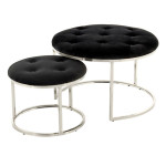 paris prix Lot de 2 Tabourets "Becky" 60cm Noir & Argent