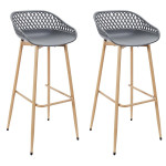 paris prix Lot de 2 Tabourets de Bar "Malaga" 88cm Gris
