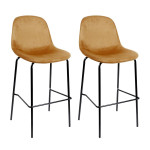 paris prix Lot de 2 Tabourets de Bar Velours "Giulia" 100cm Jaune