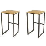 paris prix Lot de 2 Tabourets Design "Frame" 65cm Chêne & Noir