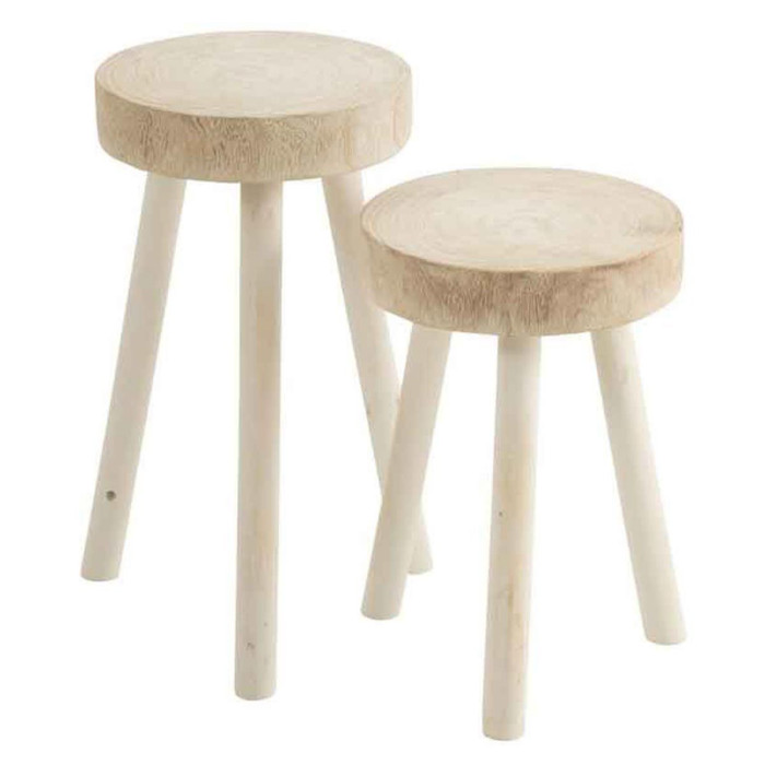 Paris Prix Lot De 2 Tabourets En Bois "Jenny" 56cm Blanc