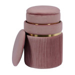 Paris Prix Lot De 2 Tabourets "Zora" 44cm Vieux Rose & Or
