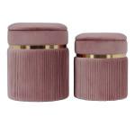 paris prix Lot de 2 Tabourets "Zora" 44cm Vieux Rose & Or