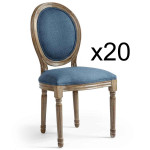 Paris Prix Lot De 20 Chaises Médaillon Tissu "Versailles" 96cm Bleu