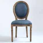 Paris Prix Lot De 20 Chaises Médaillon Tissu "Versailles" 96cm Bleu