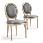 paris prix Lot de 20 Chaises Médaillon Tissu "Versailles" 96cm Gris Clair