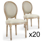 Paris Prix Lot De 20 Chaises Médaillon Tissu "Versailles" 96cm Beige