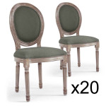 Paris Prix Lot De 20 Chaises Médaillon Tissu "Versailles" 96cm Gris