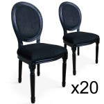Paris Prix Lot De 20 Chaises Médaillon Velours "Versailles" 96cm Noir