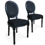 paris prix Lot de 20 Chaises Médaillon Velours "Versailles" 96cm Noir