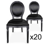 Paris Prix Lot De 20 Chaises Médaillon "Versailles" 96cm Noir