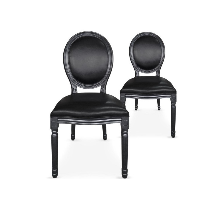 Paris Prix Lot De 20 Chaises Médaillon "Versailles" 96cm Noir