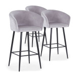 Paris Prix Lot De 3 Chaises De Bar En Velours "Kandi" 106cm Argent