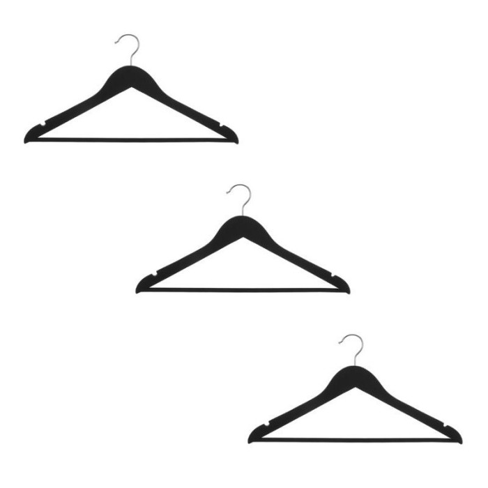 Paris Prix Lot De 3 Cintres En Bois "Anti-Dérapant" 44cm Noir