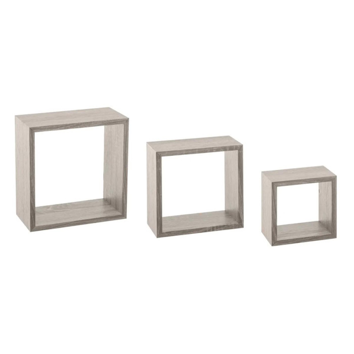 Paris Prix Lot De 3 Étagères Murales "Cube" 25cm Chêne Gris