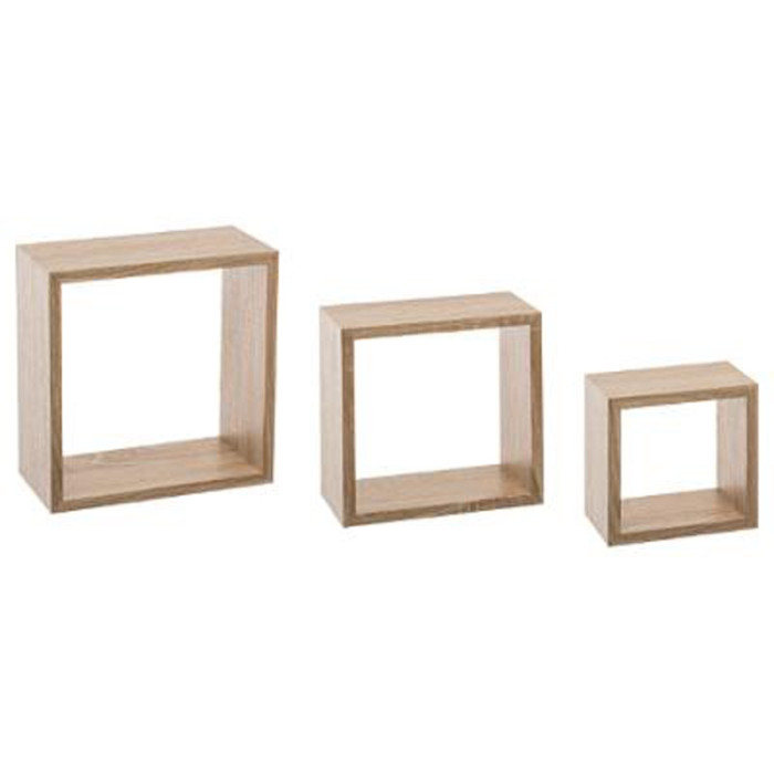 Paris Prix Lot De 3 Étagères Murales "Cube" 25cm Naturel